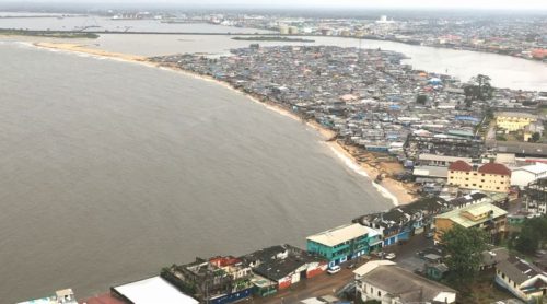 View from top floor biggest slum West point